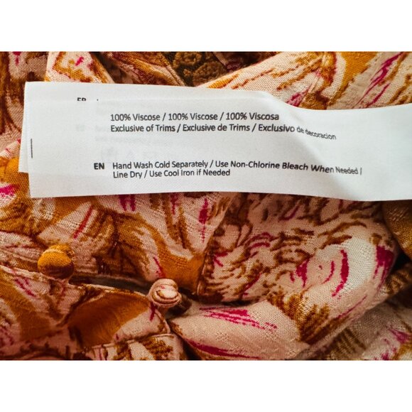 NWT Bohemian Small Band Of The Free Top Blouse Gold Blush Pink Paisley Print - Picture 11 of 12